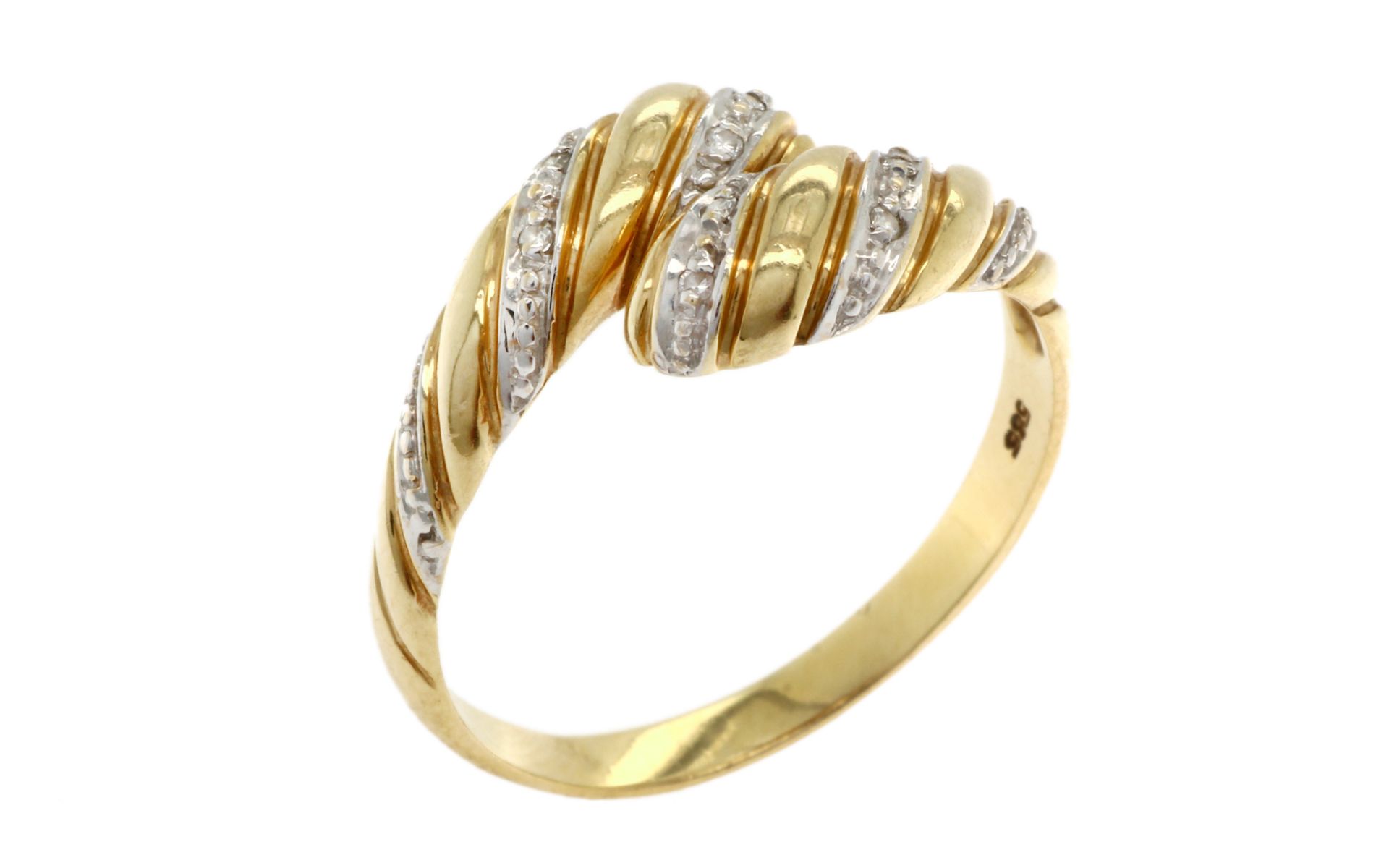 Ring 3.29g 585/- Gelbgold und Weissgold mit 8 Diamanten zus. ca. 0.08 ct.. Ringgroesse ca. 61