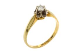 Ring 2.72g 585/- Gelbgold und Weissgold mit Diamant ca. 0.25 ct.. Ringgroesse ca. 58