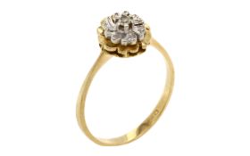 Ring 2.17g 585/- Gelbgold und Weissgold mit Diamant ca. 0.01 ct.. Ringgroesse ca. 54