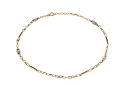 Kette 12.8g 585/- Gelbgold und Weissgold. Laenge ca. 55 cm