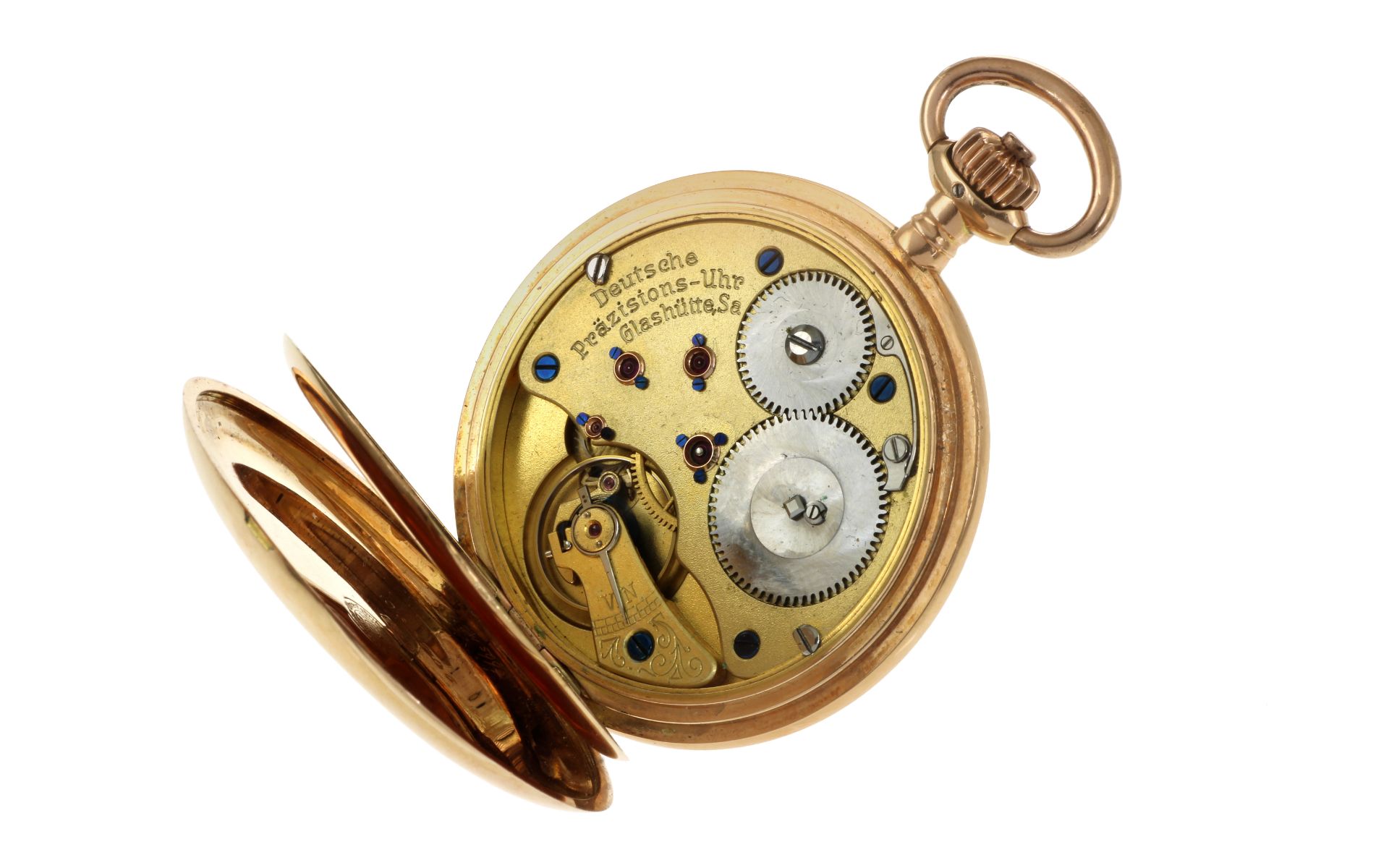Taschenuhr Glashuetter Praezisionsuhr Recte 124.54g 585/- Gelbgold mit Uhrenkette 585/- Gelbgold. Ka - Image 2 of 3