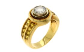 Ring 10.23g 750/- Gelbgold mit Diamant ca. 0.80 ct. F/vs2 und gelben Saphiren. Ringgroesse ca. 54