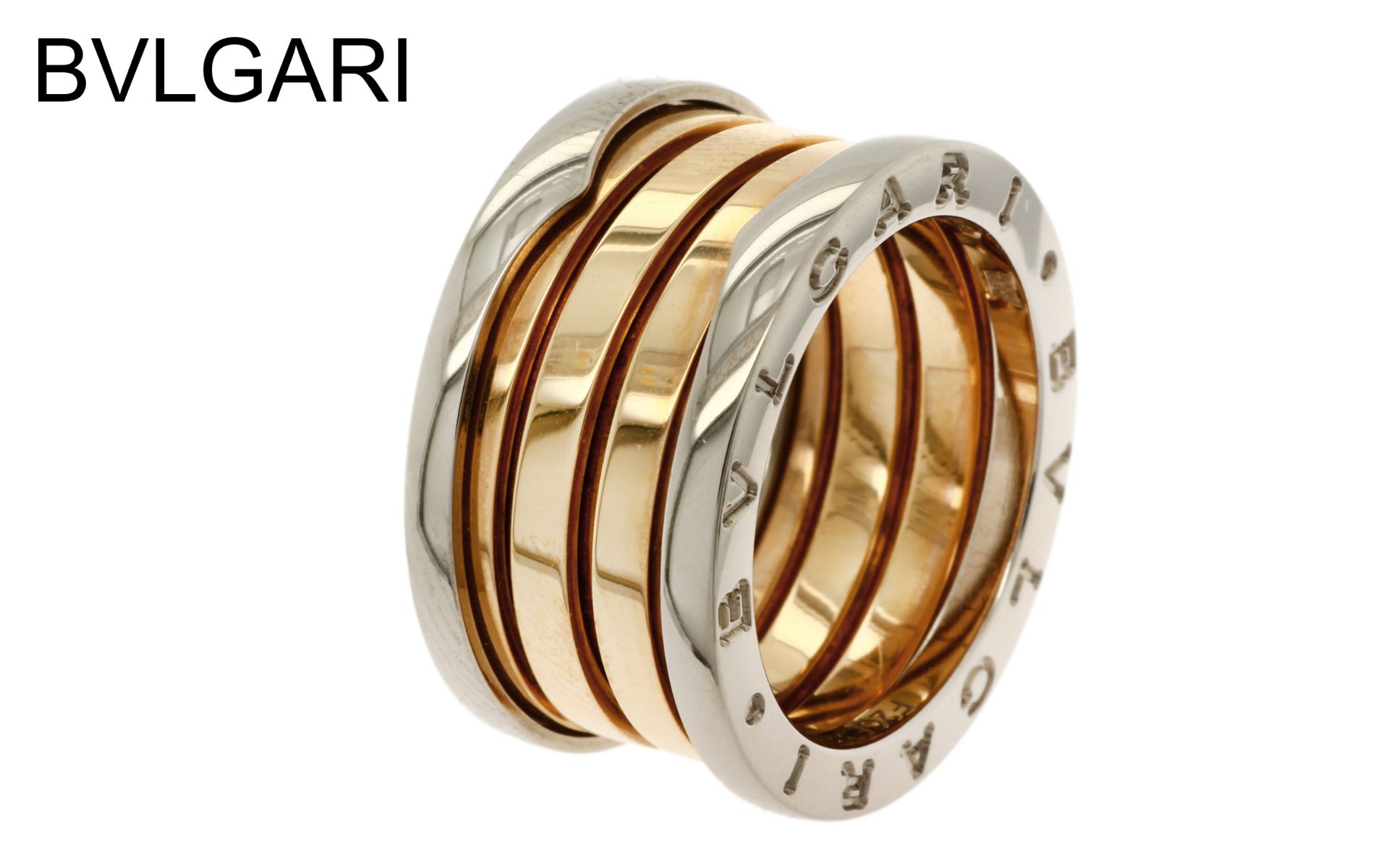 Bulgari Ring 3 Giri DUE ORI BZero1 AN857651/52 11.46g 750/- Gelbgold und Weissgold. Ringgroesse ca. 