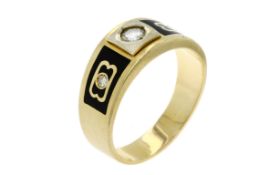 Ring 6.86g 585/- Gelbgold mit 3 Diamanten zus. ca. 0.20 ct.. Ringgroesse ca. 61