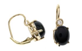 Ohrschmuck 4.31g 585/- Gelbgold mit Onyx und Zirkonia