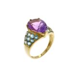 Ring 4.98g 375/- Gelbgold mit Amethyst und Topas. Ringgroesse ca. 56