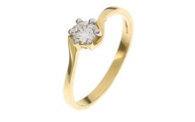 Ring 2.1g 585/- Gelbgold und Weissgold mit Diamant ca. 0.30 ct.. Ringgroesse ca. 56