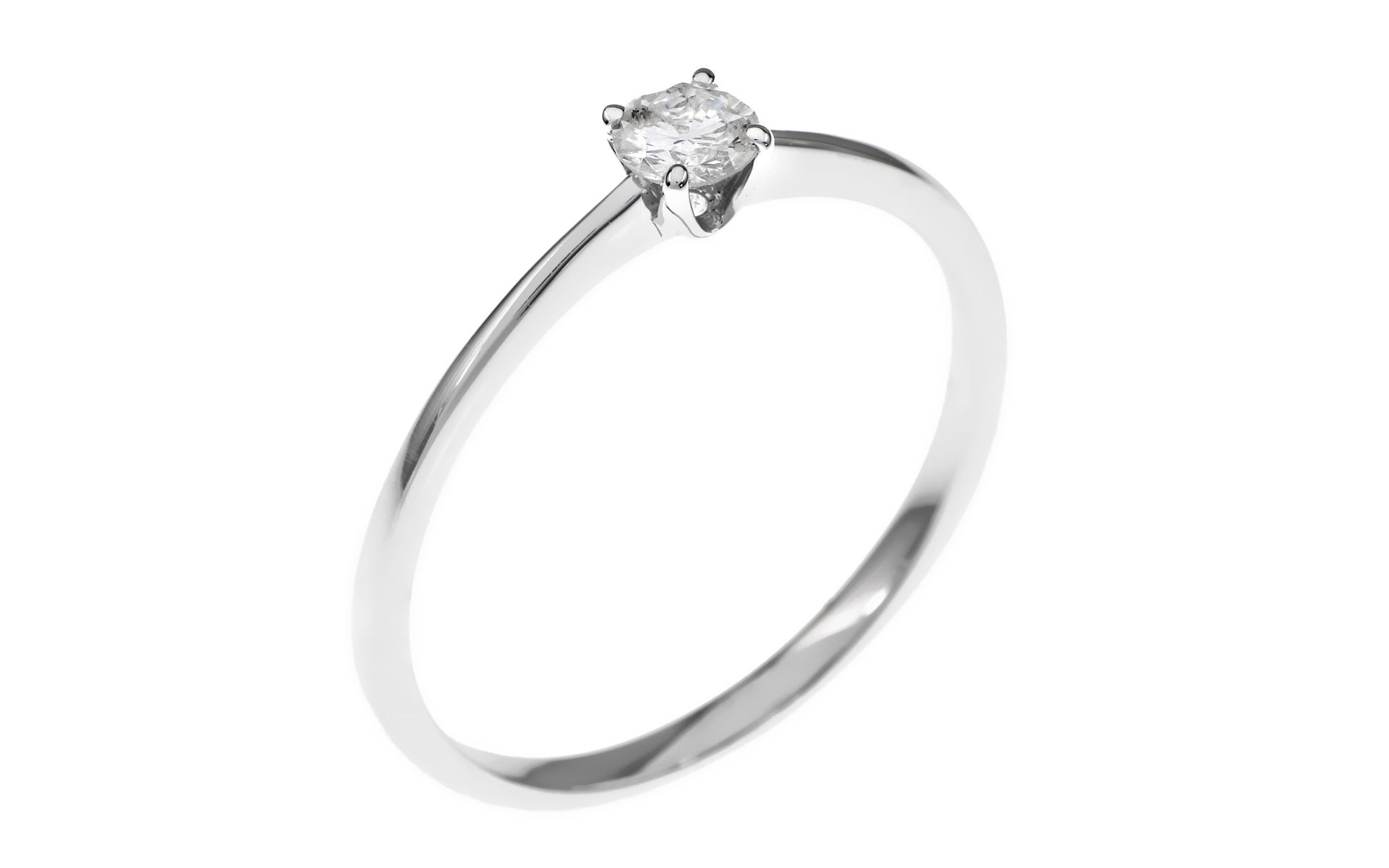 Solitaer Ring 1.71 gr. 750/- Weissgold mit Diamant 0.24 ct Ringgroesse 56
