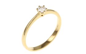 Solitaer Ring 2.19 gr 750/- Gelbgold mit Diamant 0.18 ct Ringgroesse 55