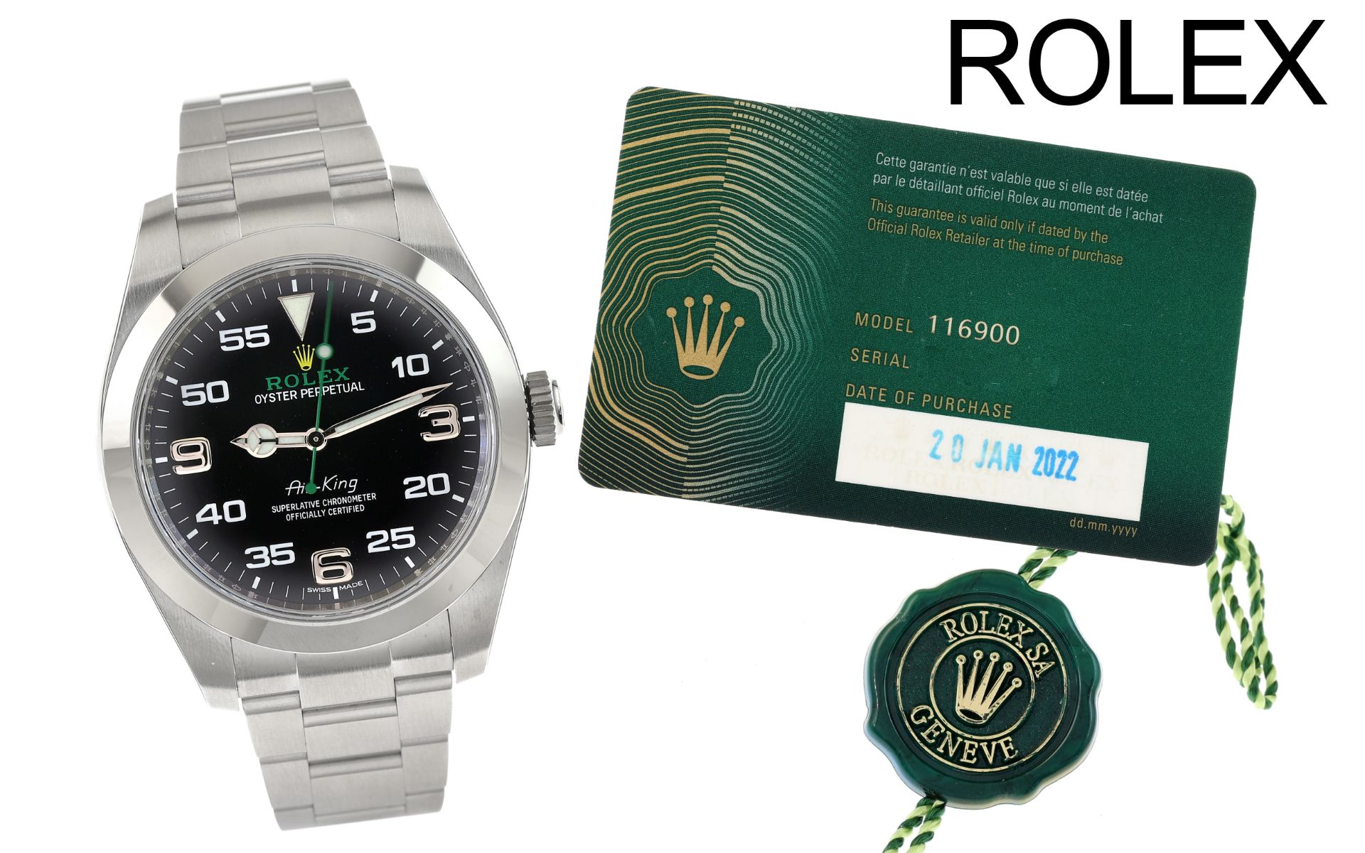 Rolex Air-King Ref. 116900 Automatik Edelstahl. ohne Box und mit Papiere. Kaufdatum: 2022