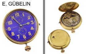 Taschenuhr E. Guebelin 185.21g Edelstahl vergoldet Handaufzug