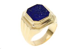 Ring 15.42g 585/- Gelbgold mit Lapislazuli. Ringgroesse ca. 61