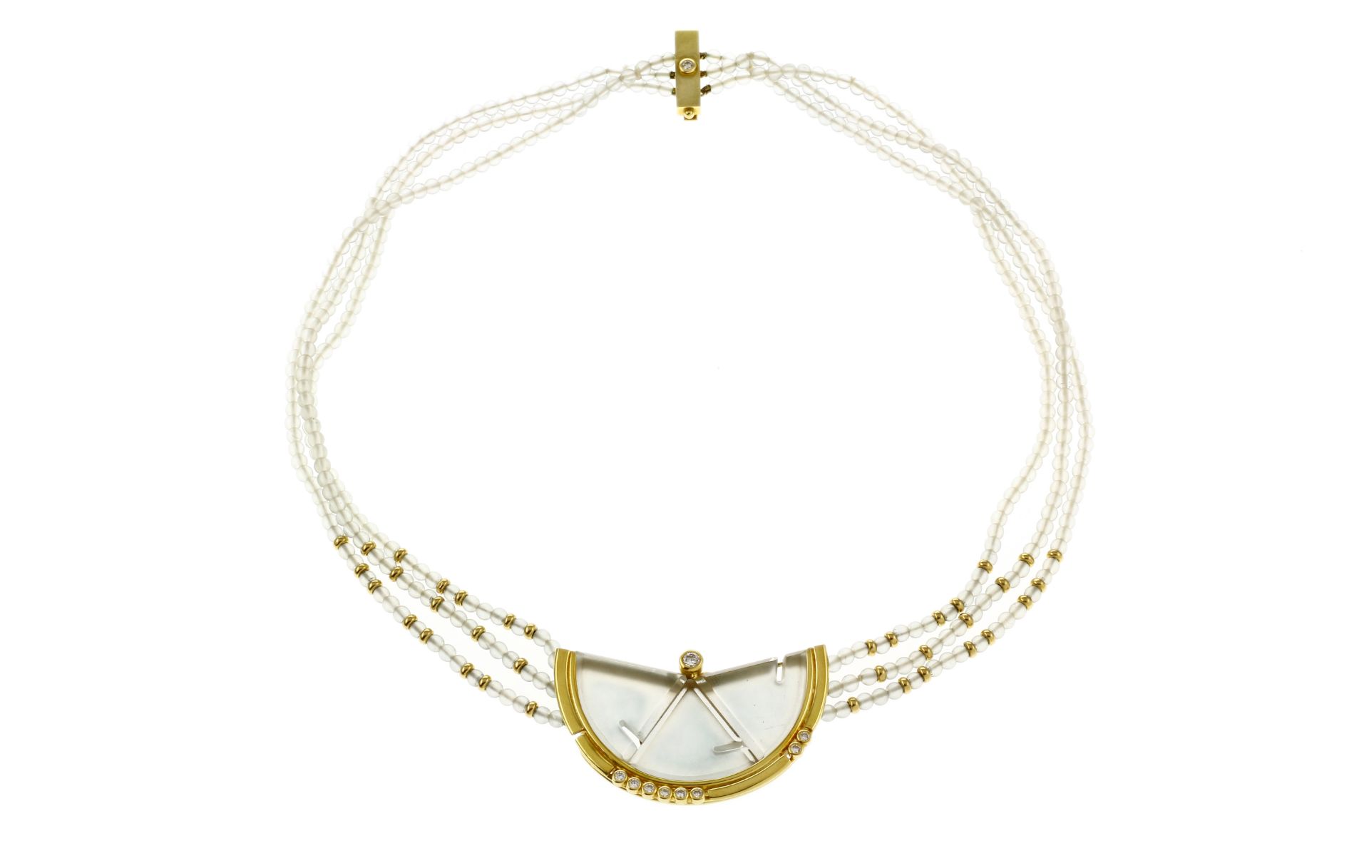 Collier 39.14g 750/- Gelbgold mit 10 Diamanten zus. ca. 0.34 ct. und Steinen. Laenge ca. 44 cm