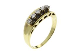 Ring 3.86g 585/- Gelbgold und Weissgold mit 5 Diamanten zus. ca. 0.25 ct.. Ringgroesse ca. 57