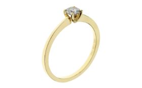 Solitaer Ring 2.10 gr 750/- Gelbgold mit Diamant 0.27 ct Ringgroesse 55