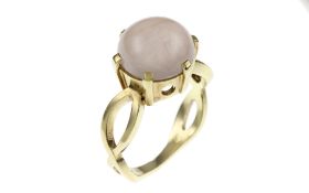 Ring 5.48 gr. 585/- Gelbgold mit Rosenquarz Ringgroesse 53