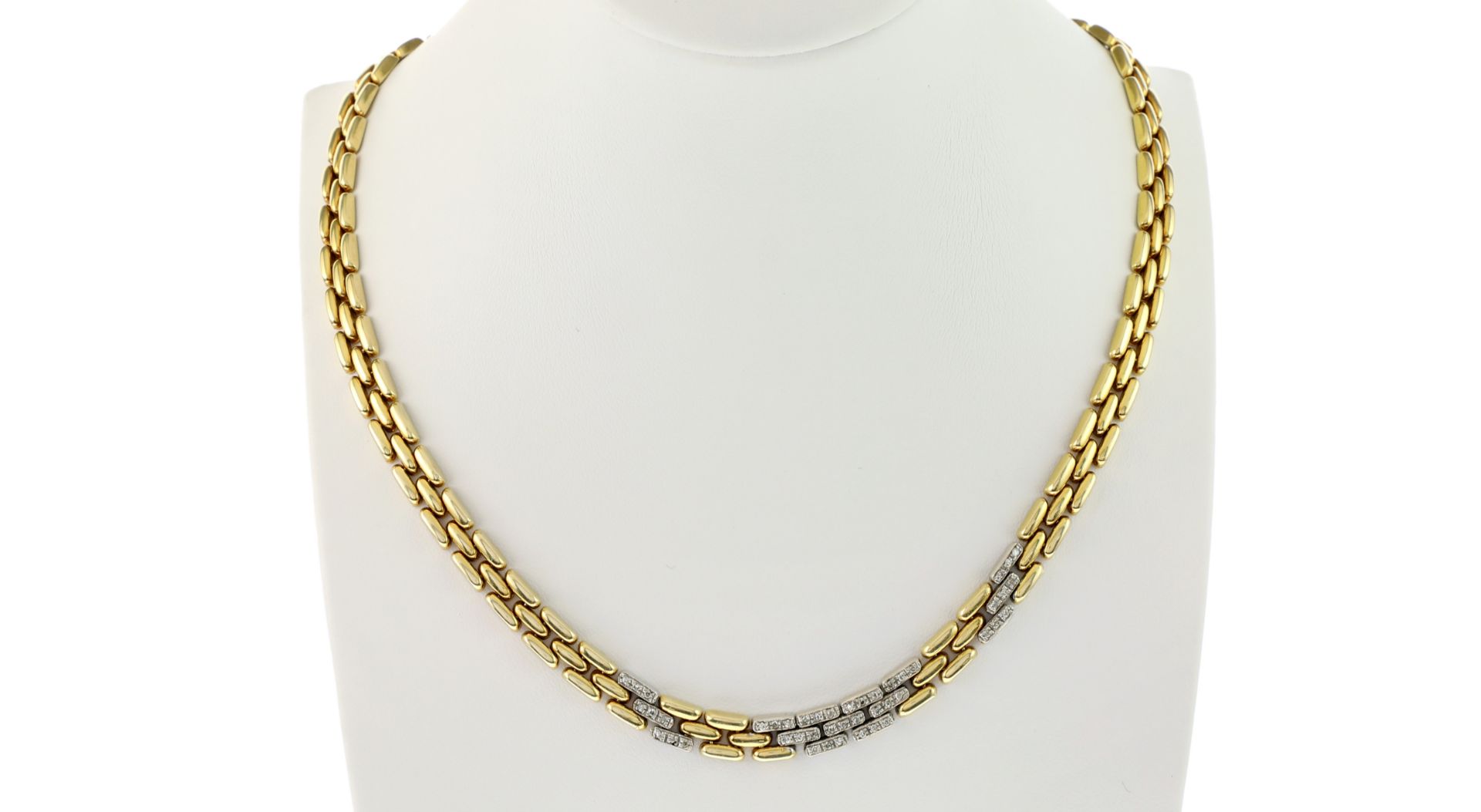 Collier 29.76g 585/- Gelbgold und Weissgold mit 45 Diamanten zus. ca. 0.45 ct.. Laenge ca. 41.50 cm