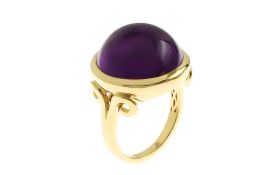 Ring 11.7g 750/- Gelbgold mit Amethyst. Ringgroesse ca. 55