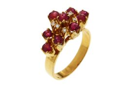 Ring 5.62g 585/- Gelbgold mit 6 Diamanten zus. ca. 0.09 ct. und Rubinen. Ringgroesse ca. 53