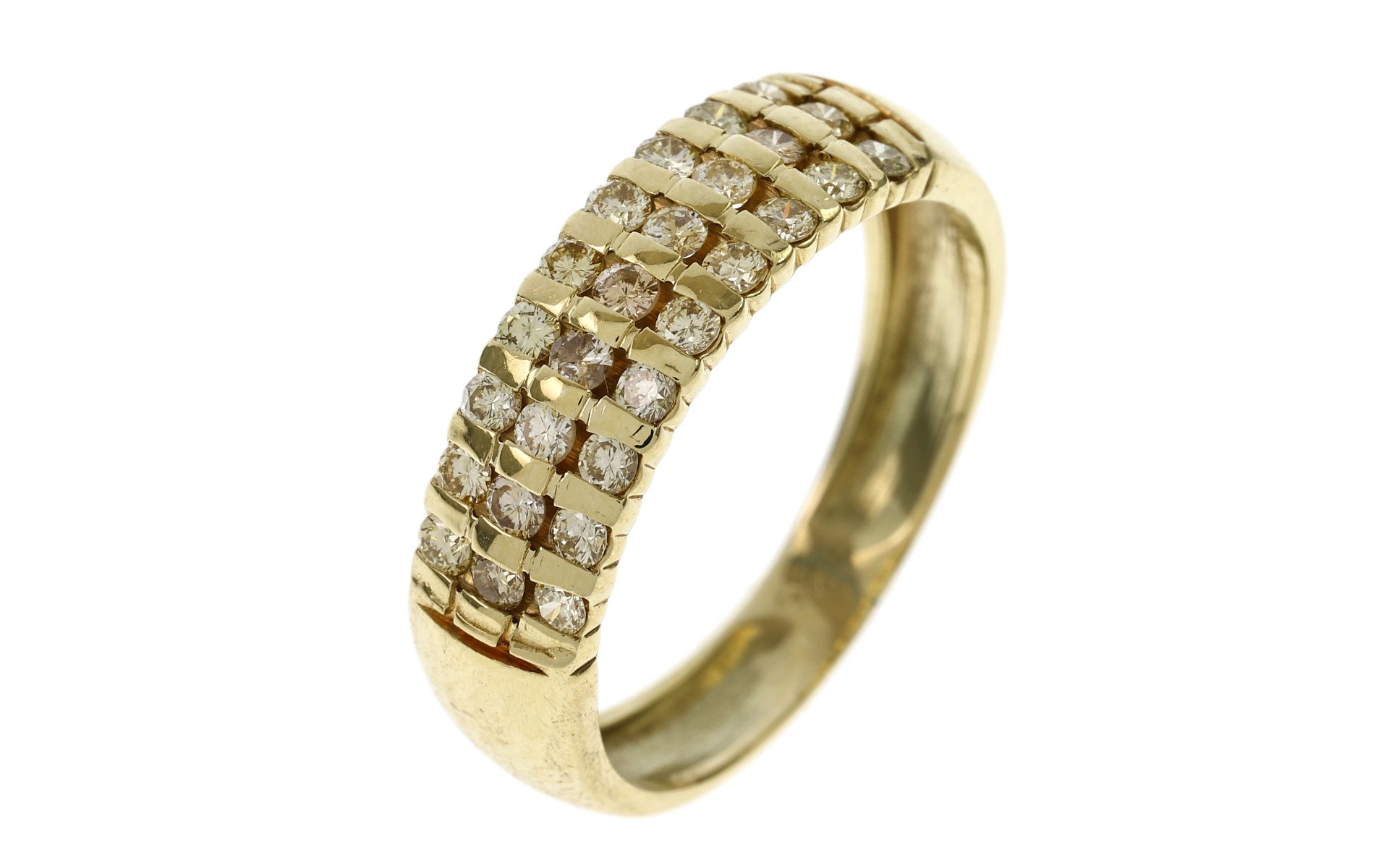 Ring 2.94g 585/- Gelbgold mit 27 Diamanten zus. ca. 0.54 ct.. Ringgroesse ca. 53