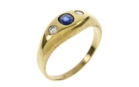 Ring 2.76g 585/- Gelbgold mit 2 Diamanten zus. ca. 0.08 ct. und Saphir. Ringgroesse ca. 46