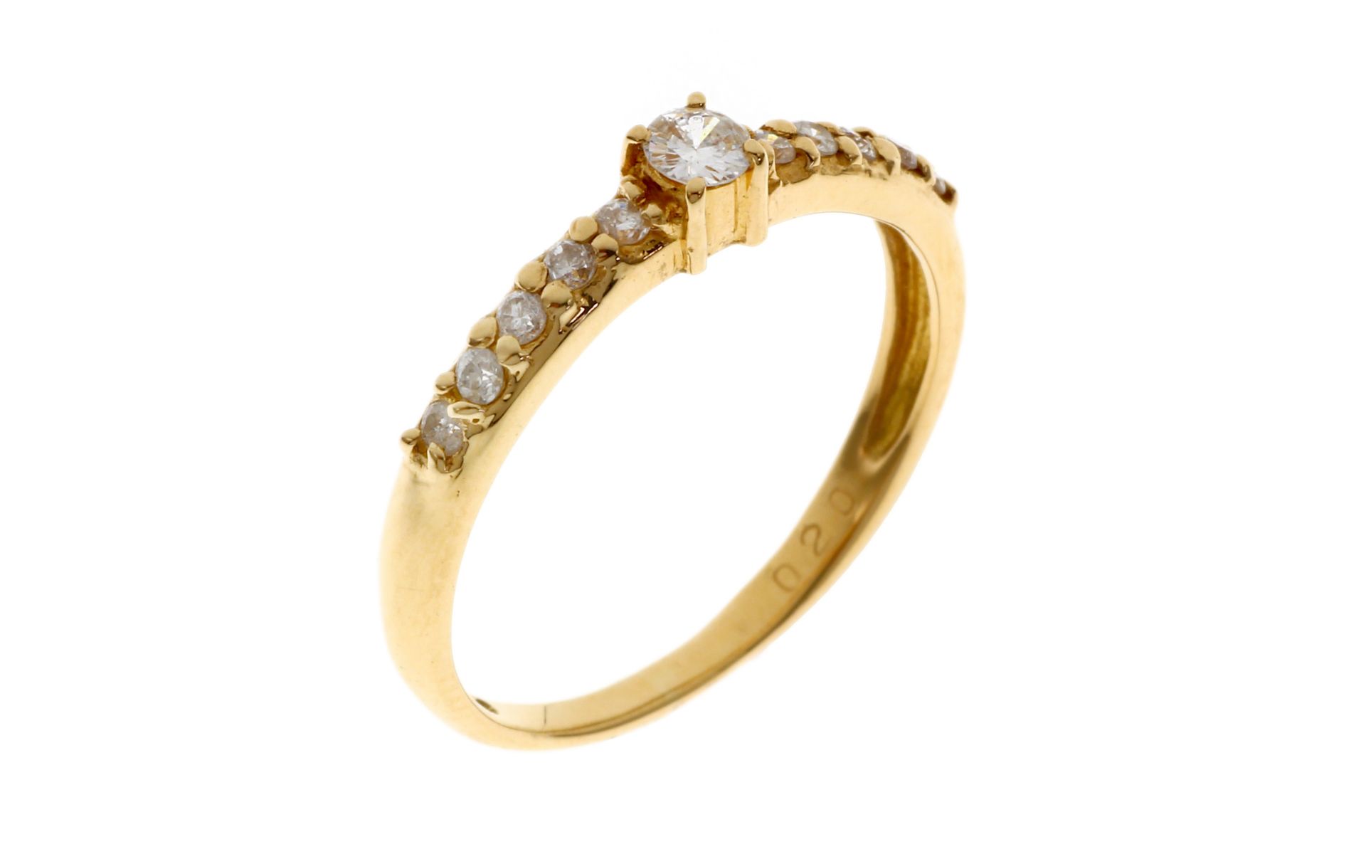 Ring 1.83g 750/- Gelbgold mit 11 Diamanten zus. ca. 0.30 ct.. Ringgroesse ca. 50