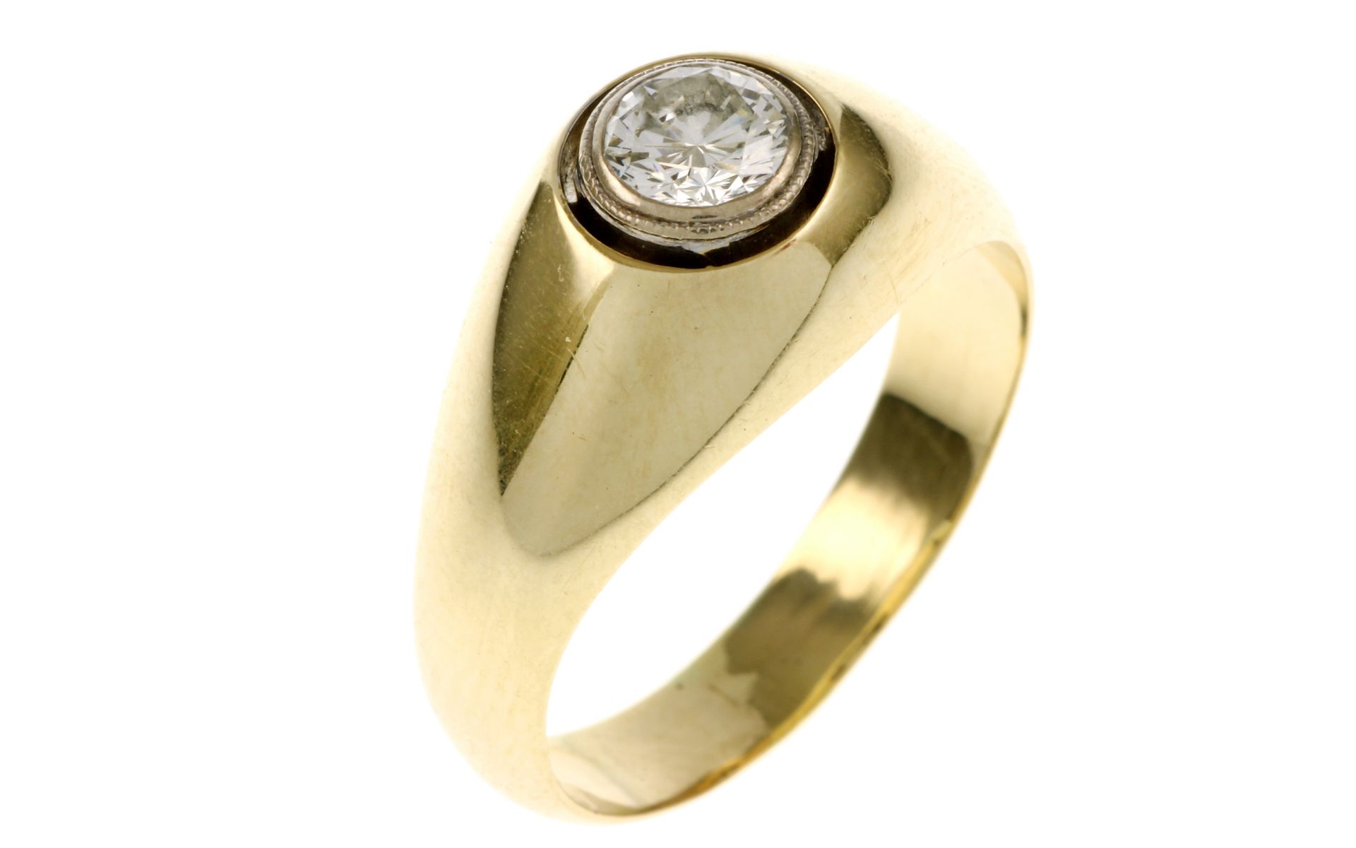 Ring 8.98g 585/- Gelbgold und Weissgold mit Diamant ca. 0.50 ct.. Ringgroesse ca. 62