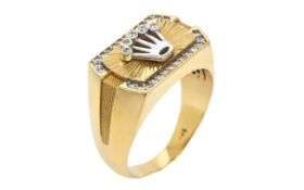 Ring 8.44g 585/- Gelbgold und Weissgold mit Zirkonia. Ringgroesse ca. 67