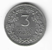 Deutsches Rech 3 Reichsmark Jahrtausendfeier der Rheinlande 1925  A