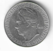 25 Schilling Republik oesterreich J.J. R.v. Prechtl 150 Jahre Technische Hochschule Wien 1965 