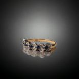 A 9ct gold ladies Sapphire and Diamond ring. Size Q