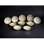 A LARGE COLLECTION OF 10 CHINESE QINGBAI BOWLS. SONG DYNASTY & LATER.