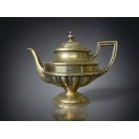 A WMF SILVER PLATE TEAPOT. ENGRAVED & DATED 1893. WMF HOLLOW WARE MARKS TO BASE. 19 X 25CM