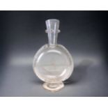 A 19TH CENTURY CRYSTAL FLASK / CARAFE. POSSIBLY BY THOMAS WEBB. WITH MONOGRAM TO EACH SIDE. HEIGHT -