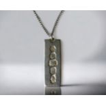 A 925 silver Ingot pendant necklace. Weight - 33g