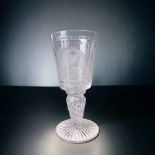 A LTD EDITION MINTON CRYSTAL MARGARET THATCHER COMMEMORATIVE GOBLET. ENGRAVED WITH A PORTRAIT TO ONE