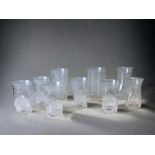 A COLLECTION OF NINE JAMES POWELL, WHITEFRIARS DRINKING GLASSES & VASE.