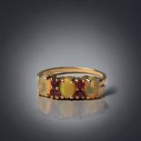 A 9ct gold ladies Opal 3 stone ring. Size S