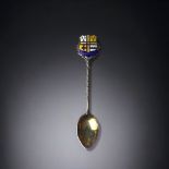 A 1903 STERLING SILVER & ENAMEL 'CROYDON' SOUVENIR SPOON.