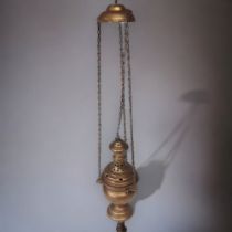 VINTAGE GREEK ORTHODOX CHURCH THURIBLE / INCENSE BURNER. INSCRIBED WITH GREEK SCRIPT TO ONE SIDE.
