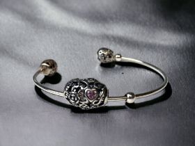 925 Silver Pink Sutton Designer Torque Bracelet