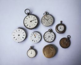 A MISCELLANEOUS COLLECTION OF SILVER POCKET WATCHES & WATCH SPARES. AF