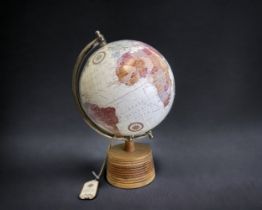 TWO WORLD GLOBE LAMPS, TOGETHER WITH ANOTHER GLOBE.