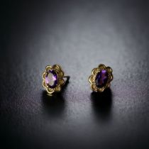 9ct gold Amethyst earrings
