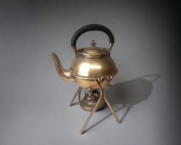 A RAENO SILVER PLATE SPIRIT KETTLE & STAND.