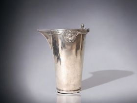 A 19TH CENTURY SILVER PLATE HANDLELESS EWER. POSSIBLY BY ELKINGTON. WITH A DRESSER STYLE EGYPTIAN