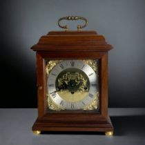 A COMITTI OF LONDON MAHOGANY BRACKET CLOCK. 8-DAY MOVEMENT. STRIKING ON RODS. WITH SILVERED