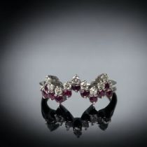 18ct white gold Diamond and Ruby ring size M