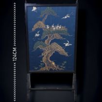 AN AESTHETIC MOVEMENT CHRISTOPHER DRESSER STYLE WOODEN STAND, MOUNTED WITH A MEIJI PERIOD JAPANESE