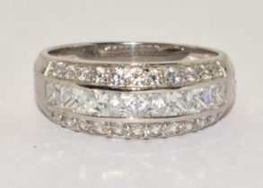 925 silver ladies 3 row set ring size T